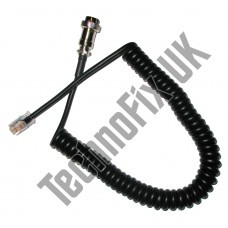 Cable for PMC-100 desk microphones, 8p8c modular plug to 8 pin round plug for older Yaesu transceivers