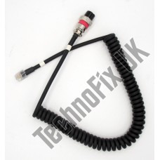 Curly cable for Adonis microphones, 8 pin round plug to 6p6c modular plug for Yaesu