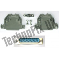 DB25 male DB25M plug connector + shell/shroud/hood parallel, serial, COM port